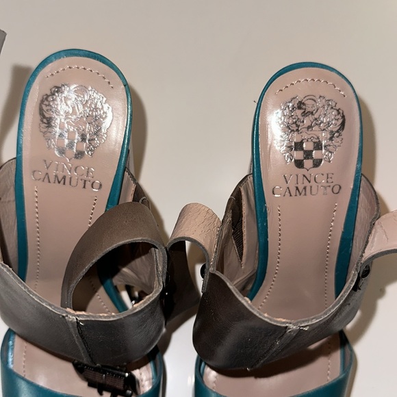 Vince Camuto *Persh* brown peacock berry leather platform 70s style sandals 7 37 - Picture 6 of 12